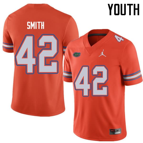 NCAA Florida Gators Jordan Smith Youth #42 Jordan Brand Orange Stitched Authentic College Football Jersey DNO2564BK